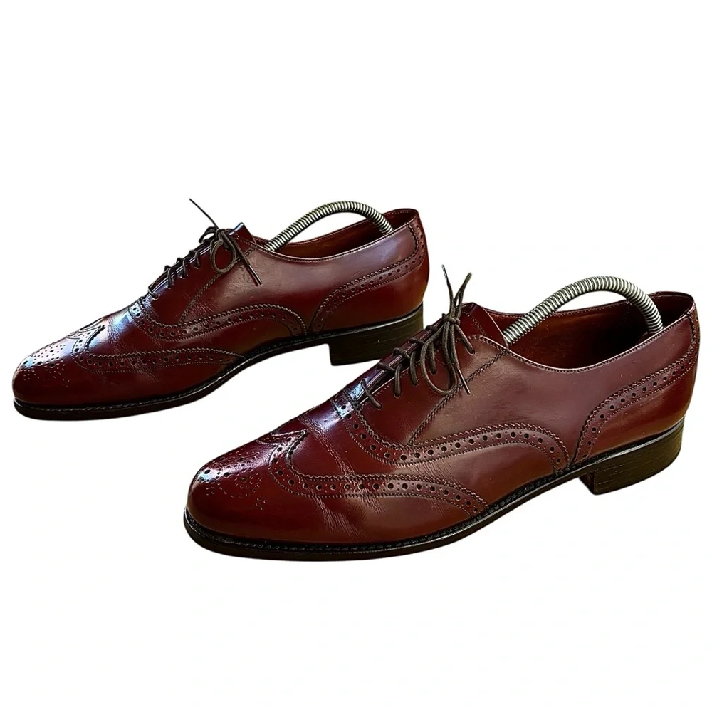 🍁GRENSON Royal Windsor Saphir Red Leather Wingtip Oxfords🍁 - Picture 4 of 14